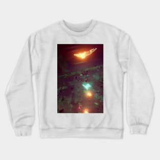 Cute Big Butterflies Lights Night Landscape Crewneck Sweatshirt